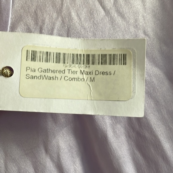 Soler Pia Gathered Tier Maxi Dress Women’s Size Medium 100% Silk Pink Purple - Picture 8 of 11